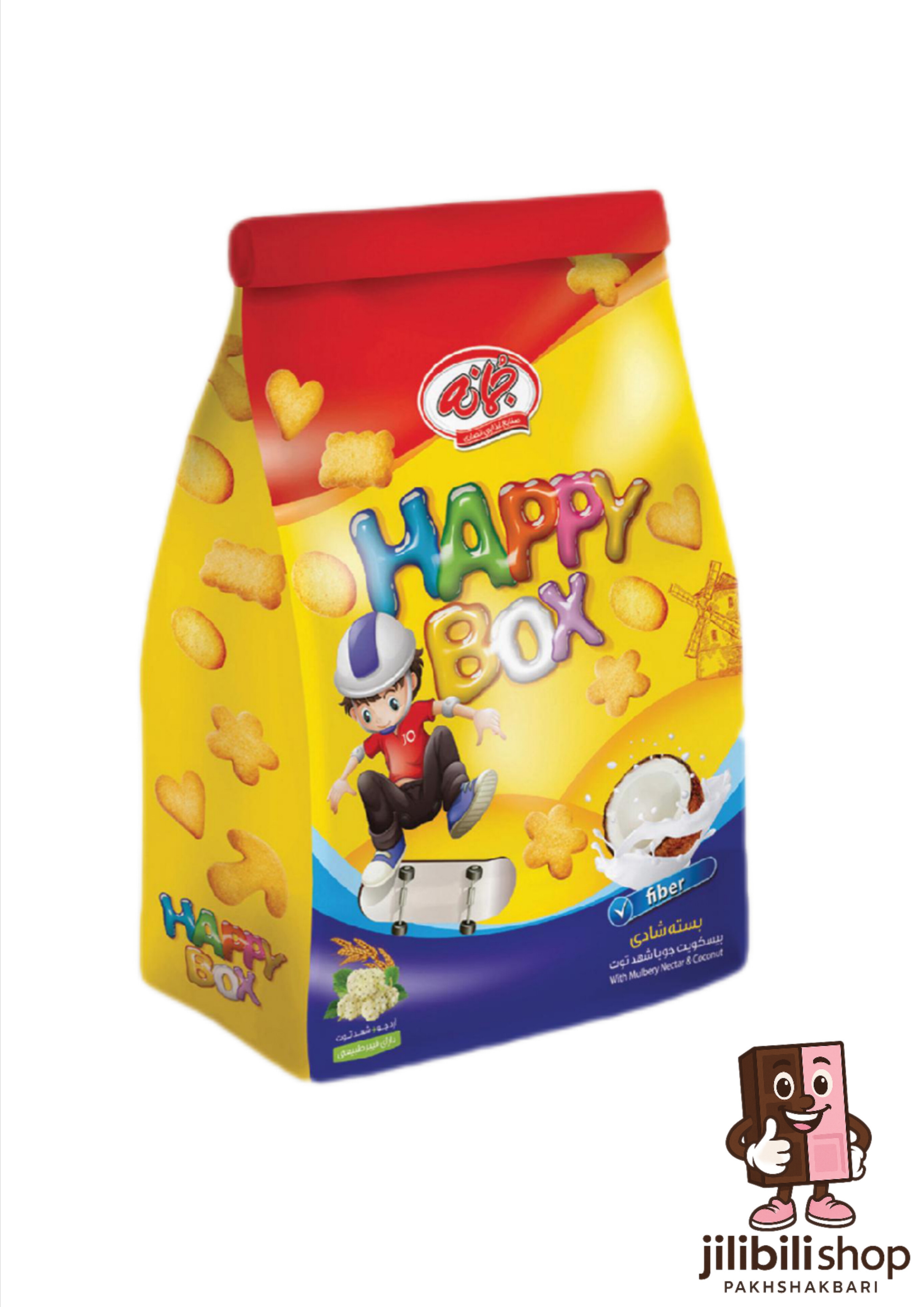 بیسکویت هپی باکس نارگیل+وانیل ۱۵۰گرم جمانه