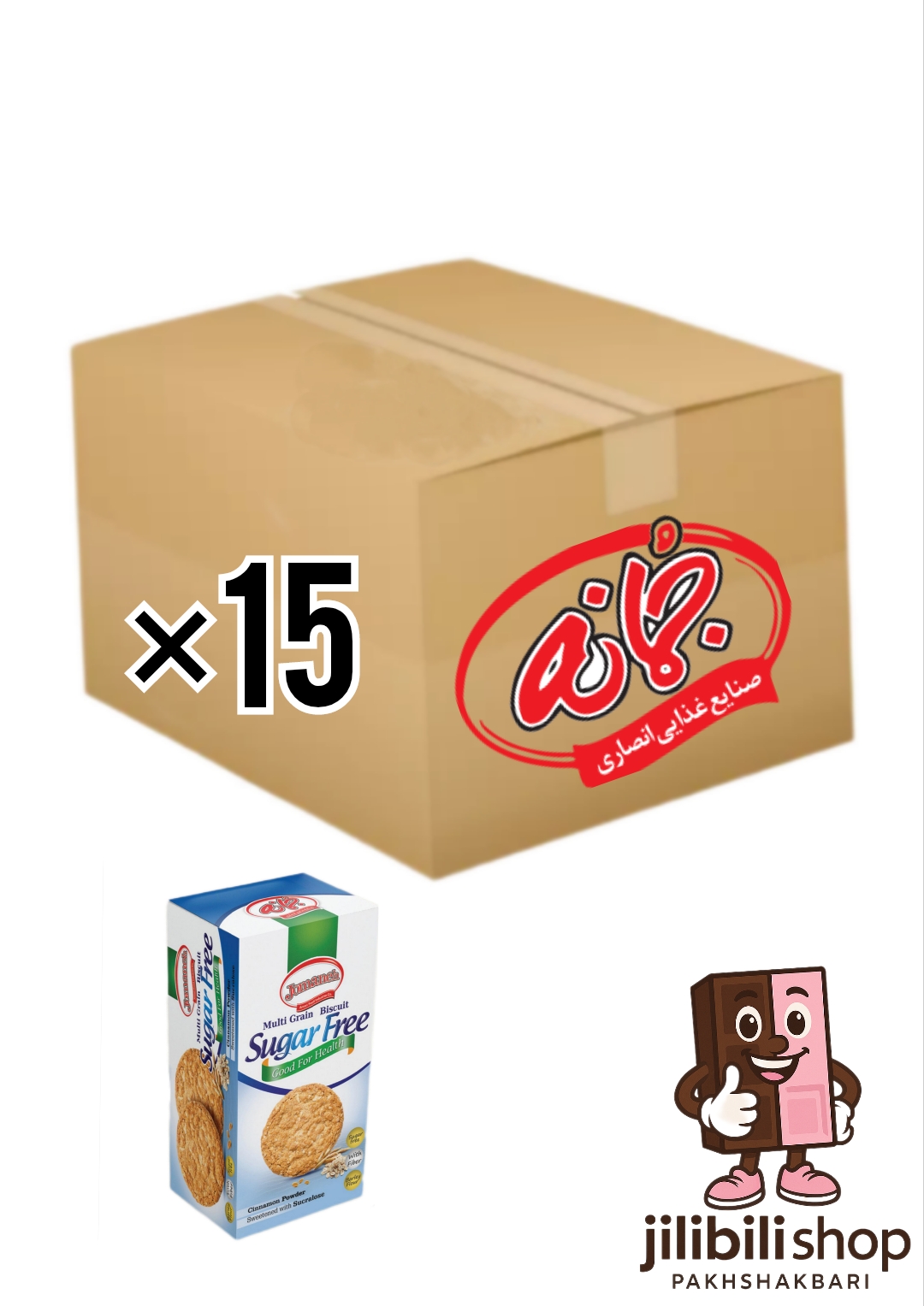 بیسکویت چند غله بدون شکر ۱۸۰گرم ۱۵عددی جمانه